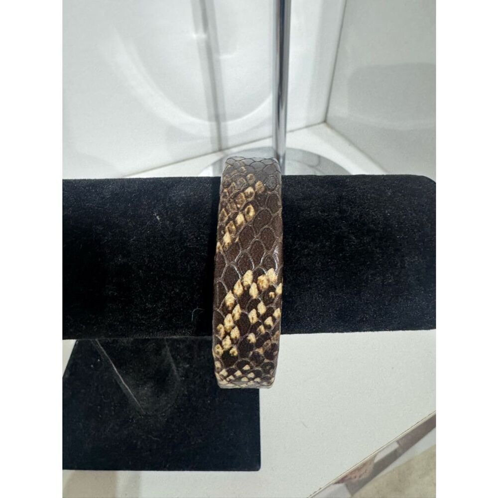 Brahmin Brown and Cream Snakeskin-Pattern Bracelet